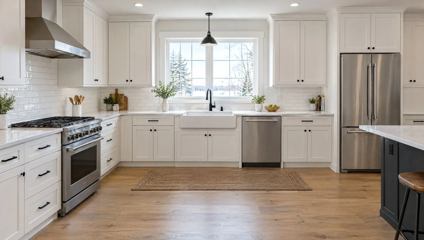 The same kitchen after fire and smoke restoration